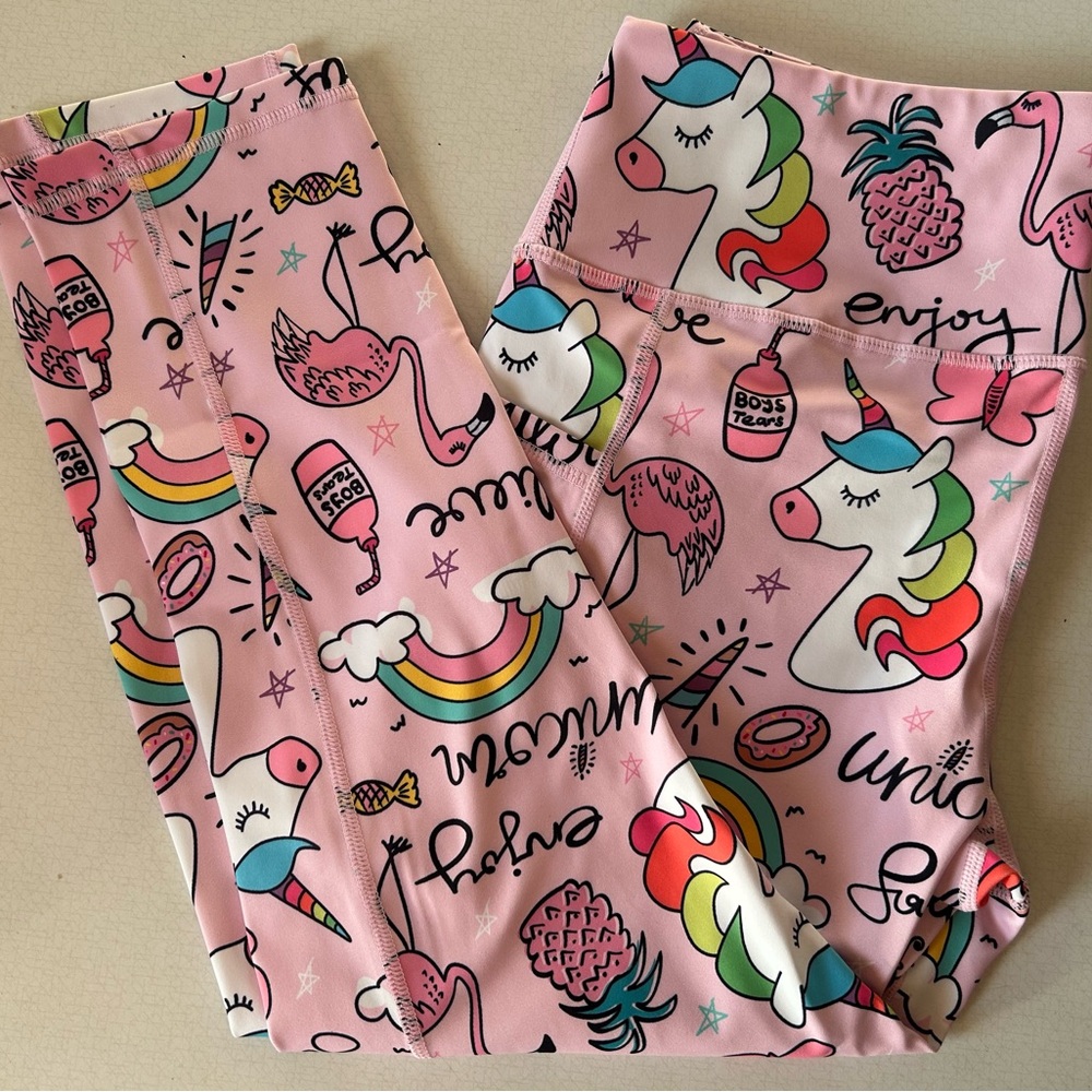 Constantly Varied Gear Pink Unicorn Capri workout pants
